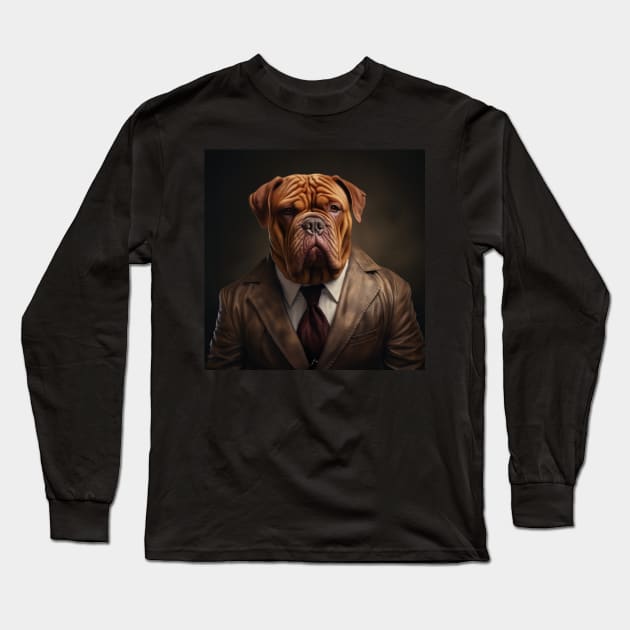 Dogues de Bordeaux Dog in Suit Long Sleeve T-Shirt by Merchgard